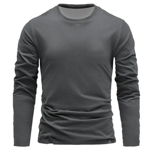 Camiseta de Manga Larga para Hombre, Primavera y Otoño, Cuello Redondo Básico, Ideal para Deportes y Ocio - Product Image 1