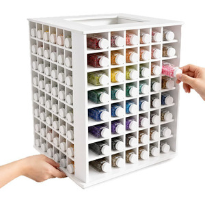 Organisateur de bureau rotatif en PVC, boîte de rangement multi-compartiments, support de présentation rotatif à 360 degrés pour accessoires et perles - Product Image 2