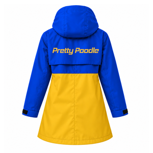 Chaqueta Impermeable con Capucha y Cierre de Cremallera para Mujer, Color Azul Dorado, Marca Sigma Gamma Rho, Cuello Alto, Manga Larga, Tipo Anorak para Exteriores - Product Image 4