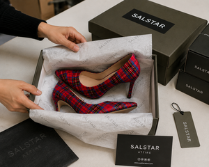 Chaussures à talons hauts en tissu tartan pour femmes de qualité supérieure |   Escarpins élégants à talon aiguille |   Vente en gros - Product Image 6
