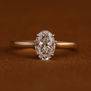 Bague Solitaire Personnalisable 1 CT Coupe Ovale Or Rose 14K Certifiée IGI Diamant de Laboratoire CVD pour Fiançailles Mariage - Product Image 1