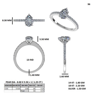 IGI Certified Pear Cut Lab Grown <b>Diamond</b> Engagement <b>Ring</b> Women Gold Pavé Band Wedding Jewelry - Product Image 6