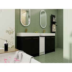 Mobile Bagno Freestanding da 72 Pollici con Lavabo in Resina, Armadietti Contenitori e Ante con Chiusura Ammortizzata 09230*2+0312 - Combinazione per Spazi Piccoli - Product Image 3