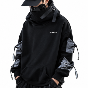 เสื้อฮู้ดดี้ทรงโอเวอร์ไซส์ คอสูง ดีไซน์ทันสมัย สไตล์เทคแวร์ สายปรับได้ แต่งแขนเสื้อแบบเลเยอร์  พร้อมลายปัก กันน้ำ - Product Image 5