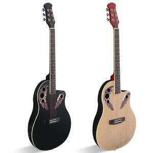 41-Inch Cutawary Round Back Acoustic Guitar with Spruce Top and Grape Hole Black Color - Product Image 1