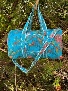 Handmade Cotton <b>Quilted</b> Duffel <b>Bag</b> Soft Fabric Travel Tote with Multiple <b>Storage</b> Pockets - Product Image 4