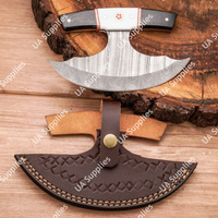 Couteau Ulu Premium au design moderne, lame en acier Damas, manche ergonomique, ambidextre, étui en cuir, durable, cuisine, extra tranchant