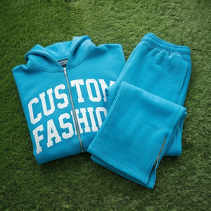 Conjunto de Chándal de Algodón Grueso con Cremallera, Sudadera con Capucha de Forro Polar Pesado con Cremallera, Pantalones de Chándal Acampanados, Chándales de Forro Polar 100% Algodón Unisex - Product Image 5