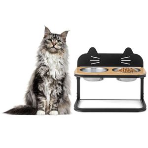 Dual Stainless Steel Bowls Elevated Pet <b>Feeder</b> for Small and Medium <b>Cats</b> and Dogs - Product Image 1