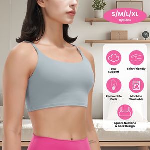 Reggiseni sportivi da donna con spalline, imbottiti, a vita bassa, con scollo quadrato, sexy, per fitness, 1 pezzo o confezione da 3 pezzi - Product Image 1