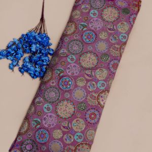 Lavender Lilac Floral Vine Natural Crepe Sequin Embroidered Fabric AMBICA PRINT Brand Gujarat Origin Medium Weight for Luxury - Product Image 1