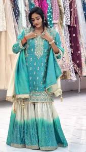 Conjunto de Vestido Tradicional Bordado para Mujer, Estilo Indio-Pakistaní, Largo hasta el Suelo, Corte Regular, para Bodas, Graduaciones, Material de Poliéster - Product Image 2