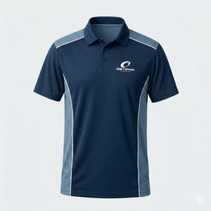 Polo à manches courtes pour homme Ostriya, blanc et bleu, tissu tricoté respirant, style décontracté avec logo imprimé sur le devant - Product Image 6