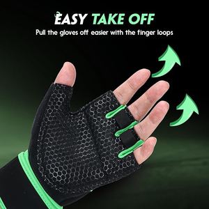 Anti <b>Slip</b> Gym Fitness Gloves Silicone Textured Palm Breathable Nylon Back <b>Half</b> Finger Workout - Product Image 5