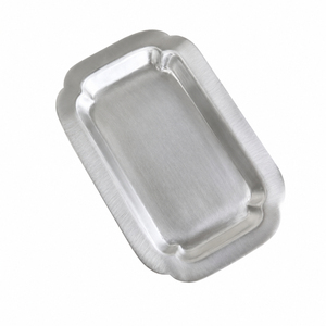 Bandeja de Servicio de Acero Inoxidable de Estilo Moderno al por Mayor, Plato Decorativo de Lujo Plateado para Restaurantes y Catering, Bandeja con Borde Festoneado - Product Image 1
