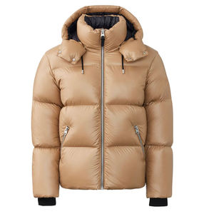 Chaqueta de Invierno Acolchada para Hombre de Alta Calidad, Personalizable, con Capucha Desmontable, Impermeable, Color Beige, Acolchado Grueso, Térmica, con Relleno de Plumón - Product Image 2