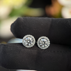 Round Cut <b>Diamond</b> Stud Earrings 1.50ct Each 2pcs D VS1 IGI Certified 14K White Gold Fine Jewelry - Product Image 1
