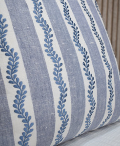 Embroidered Blue Stripe Cushion <b>Case</b> 100% Linen Decorative <b>Pillow</b> Cover for Living Room Bedroom Cushion Manufacturer Wholesaler - Product Image 3