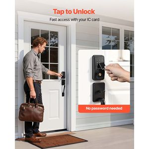 Set Maniglia Serratura Porta con Ingresso Senza Chiave, Touchpad Elettronico, Serratura a Cilindro IC, Codici Utente Personalizzabili, Ingresso con Chiave, Scheda di Memoria - Product Image 3