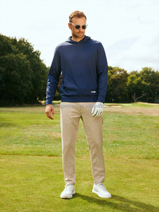 Men's <b>Navy</b> Blue Hooded <b>Sweatshirt</b> Regular Fit Cotton Knitted Pullover With Front Pocket Casual Autumn Wear - Product Image 5