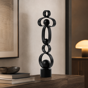 Escultura Metálica Moderna de Bola Circular Negra, Decoración Abstracta para Mesa, Adorno de Lujo para Hogar, Oficina, Hotel, Regalo - Product Image 2