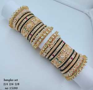 PADMAWATI BANGLES PRIVATE LIMITED High Quality Brass Gold Plated Bezel Setting Multi Color Indian Traditional Women's Bangles - Product Image 1