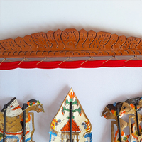 Poupée de marionnette Wayang Kulit indonésienne artisanale, mini scène de spectacle, cadre en bois, décoration de table culturelle javanaise traditionnelle