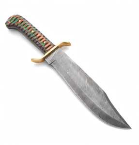 Custom Handcrafted Damascus Steel Art Piece – Fixed Blade <b>Craft</b> <b>Tool</b> with Multi-Color Wood Handle - Product Image 4