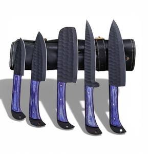 Juego de Cuchillos de Cocina de Acero con Alto Contenido de Carbono Hechos a Mano, 5 Piezas con Estuche de Cuero, Juego de Cuchillos de Chef, Cuchillo Multiusos, Cuchillo para Pelar Frutas - Product Image 1