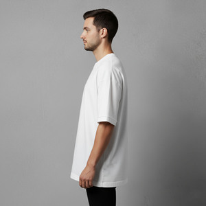 Nouveaux T-shirts pour hommes tendance et surdimensionnés, écologiques, style hip-hop, logo imprimé DTF personnalisé, col rond, manches courtes, 100% coton, uni, 180g - Product Image 6
