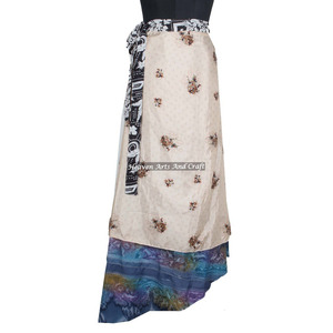 New 2 Layer Reversible Magic Silk Saris <b>Wrap</b> Long <b>Skirt</b> Reversible Vintage Silk Magic 38inch Length <b>Wrap</b> <b>Skirt</b> Halter Tube Magic - Product Image 4