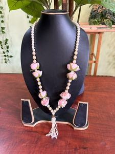 Elegante Juego de Collar de Perlas con Flores Hechas a Mano, Adornos Florales y Borla de Cuentas, Joyería Festiva Tradicional para Bodas - Product Image 4