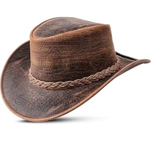 Unisex Polyester Cowboy <b>Hat</b> Brown Braided <b>Band</b> Outdoor Casual Adult Adjustable Four Seasons GENERSA SPORTS GS-CBH-ZY-0118 - Product Image 1