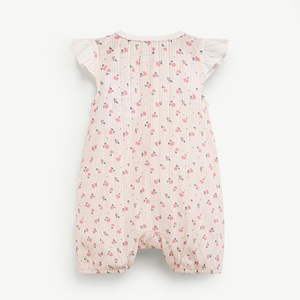 MAMACHERI 21S26JUMG001J Combinaison en coton pour bébé fille, imprimé floral, manches régulières, col carré, fermeture à boutons-pression, respirante, mignonne - Product Image 2
