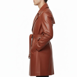 Manteau trench décontracté pour homme, long, imperméable et coupe-vent, avec col à revers classique et ceinture, idéal pour le quotidien et le bureau - Product Image 4