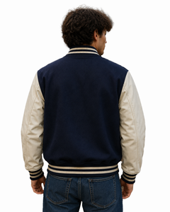 <b>Custom</b> Logo Men's Winter Fleece Wool Bomber Embroidery Patchwork Reversible Eco-Friendly Varsity <b>Jacket</b> - Product Image 6
