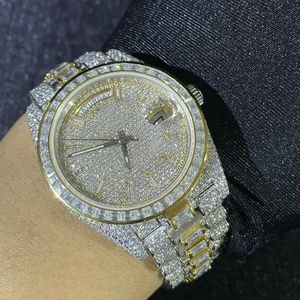 Reloj de Pulsera de Lujo con Diamantes, Completamente Adornado, Hecho a Mano con Moissanita, Mecánico, de Acero Inoxidable, Personalizado para Hombre - Product Image 6