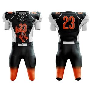 ชุดกีฬาผู้ชายแบบใหม่ สวมใส่สบาย ชุดยูนิฟอร์มอเมริกันฟุตบอล ผลิตจากโพลีเอสเตอร์ 100% ชุดยูนิฟอร์มอเมริกัน สามารถสั่งทำชื่อทีมและชื่อผู้เล่นได้ - Product Image 4