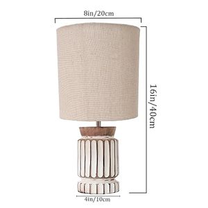Modern Bedroom <b>Table</b> Lamp <b>Bedside</b> Desk Beige Fabric Shade Decorative Housewarming Tabletop Home Hotel Use - Product Image 1