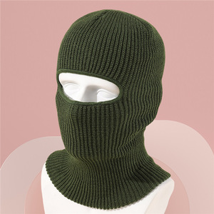 In-Stock Single-Hole Practical Stylish Custom Knitted Ski Mask <b>3</b> Ways to Wear Solid Color Balaclava - Product Image 3