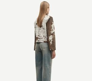 Genuine Leather Womens Long <b>Racer</b> Quilted <b>Jacket</b> with Corduroy Woven Fabric and Cotton Filling Custom Logo - Product Image 2