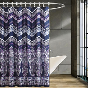Cortina de ducha Diseño Zig Zag Poliéster Impresión digital Tamaño personalizado y color Ligero Lavable al mejor precio - Product Image 2