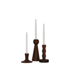 Ensemble de 3 bougeoirs en bois naturel, design conique, pour la décoration de la maison, de mariage et de Noël, bougeoirs faits à la main - Product Image 4