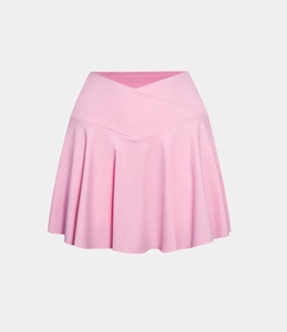Jupe de golf plissée rose pour femme avec short intégré, taille élastique, style sportif, tissu respirant - Product Image 1