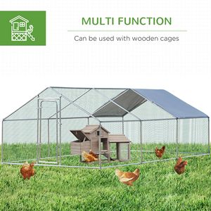 Amplio gallinero metálico con cubierta impermeable UV y valla de acceso para gallinas al aire libre - Product Image 5