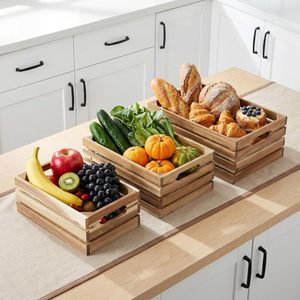 Juego de Cajas de Madera Apilables para Almacenamiento, Caja de Almacenamiento de Madera de Acacia, Contenedor para Frutas y Verduras, Organizador de Cocina, Despensa y Encimera - Product Image 5