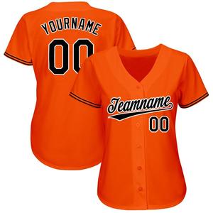 Maillot de baseball personnalisé orange avec nom d'équipe et numéro de joueur, manches courtes, boutons sur le devant, vêtements de sport pour hommes, maillot de softball - Product Image 2