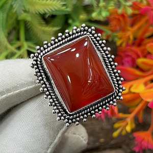 แหวนเงินแท้ทรงวงรีประดับคาร์เนเลียน งานแฮนด์เมดสไตล์โบฮีเมียน พร้อมใบรับรอง IGI ของขวัญสำหรับเธอ แหวนแฟชั่นสำหรับผู้หญิง - Product Image 6