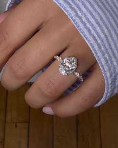 Oval Lab Grown Diamond Engagement Ring 14k Gold 2.20 Carat Vintage Marquise Round Halo Dainty Bridal Band Manufacture Wholesale - Product Image 1