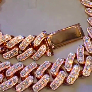 สร้อยคอแบบ Cuban Link ชุบทองคำขาว 925 ประดับเพชร Moissanite VVS ทรงบาแกตต์ สไตล์ฮิปฮอป ดีไซน์แบบ Iced Out สำหรับขายแบบดรอปชิปปิ้ง - Product Image 3